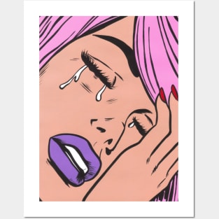 Pastel Pink Crying Comic Girl Posters and Art